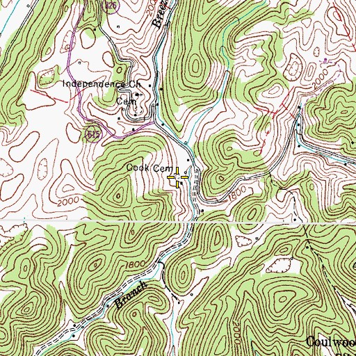 Topographic Map of Cook Cemetery, VA