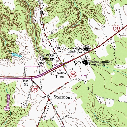 Topographic Map of Cooks Corner, VA