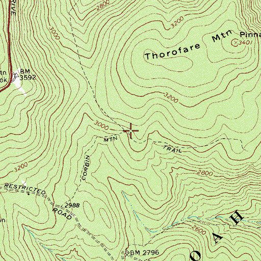 Topographic Map of Corbin Mountain Trail, VA