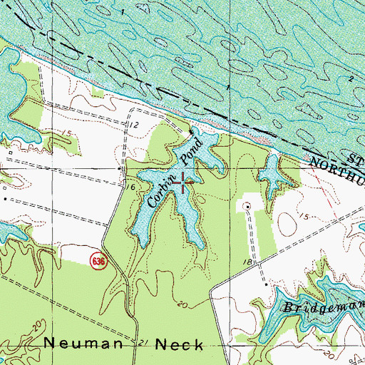 Topographic Map of Corbin Pond, VA