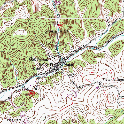 Topographic Map of Coulwood, VA