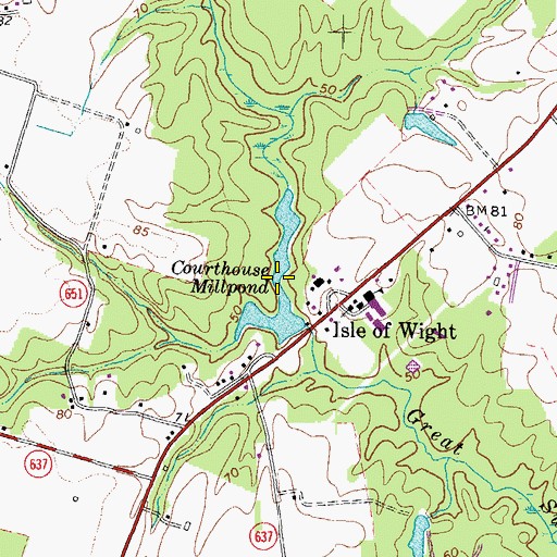 Topographic Map of Courthouse Millpond, VA
