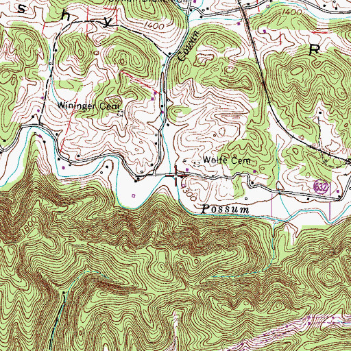 Topographic Map of Cowan Branch, VA