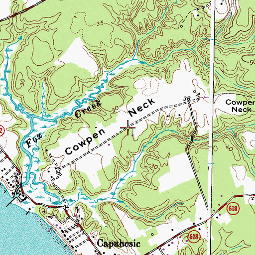 Topographic Map of Cowpen Neck, VA