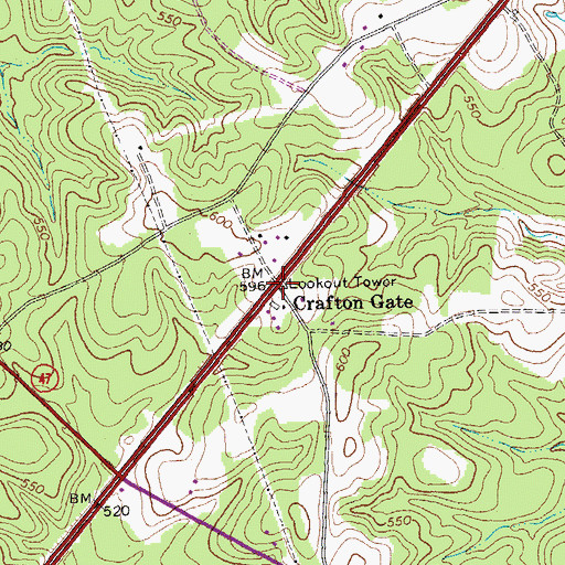 Topographic Map of Crafton Gate, VA