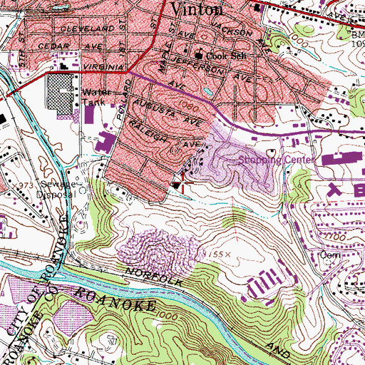 Topographic Map of Craig Avenue School, VA