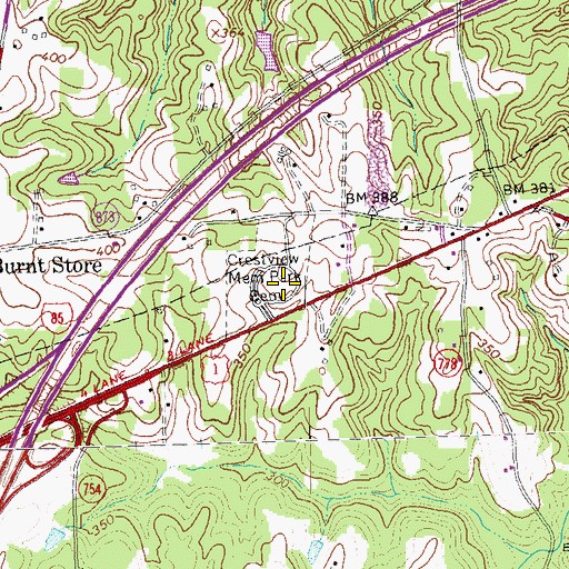 Topographic Map of Crestview Memorial Park, VA