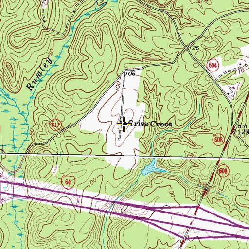 Topographic Map of Criss Cross, VA