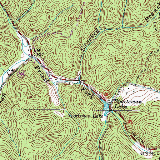 Topographic Map of Crooked Branch, VA