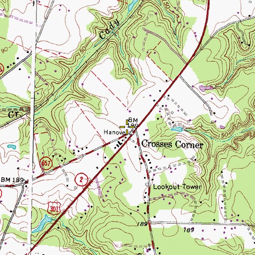 Topographic Map of Crosses Corner, VA