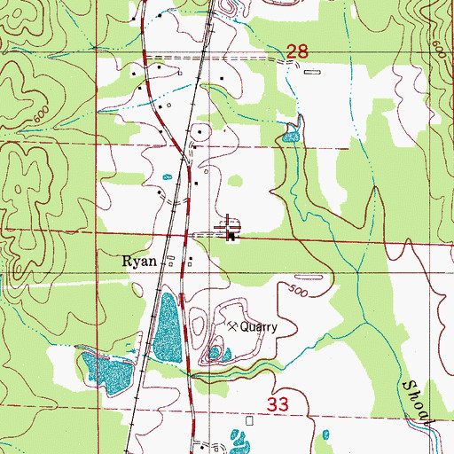Topographic Map of Ryan Cemetery, AL