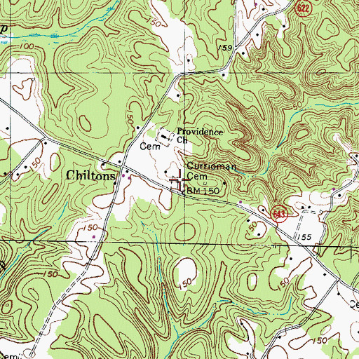 Topographic Map of Currioman Baptist Church Cemetery, VA