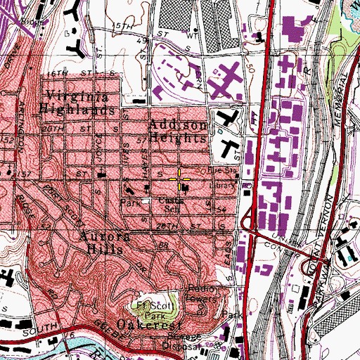 Topographic Map of Nellie Custis Elementary School, VA