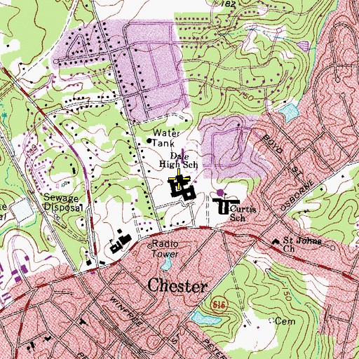 Topographic Map of Thomas Dale High School - Main Campus, VA