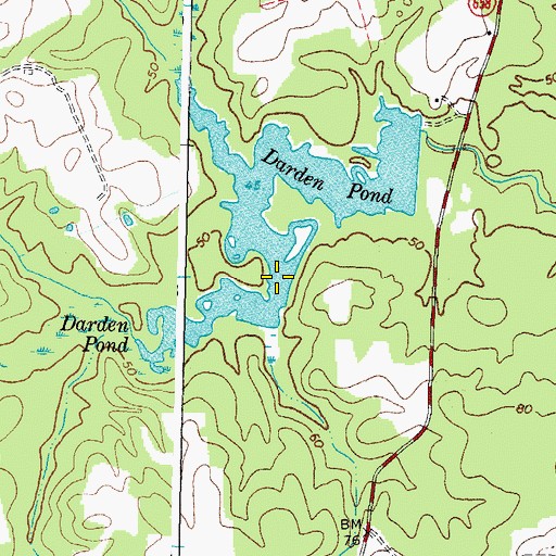 Topographic Map of Darden Pond, VA