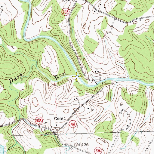 Topographic Map of Dark Run, VA
