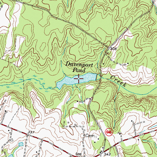 Topographic Map of Davenport Pond, VA