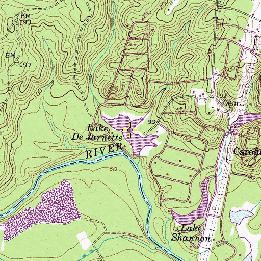 Topographic Map of Lake De Jarnette, VA