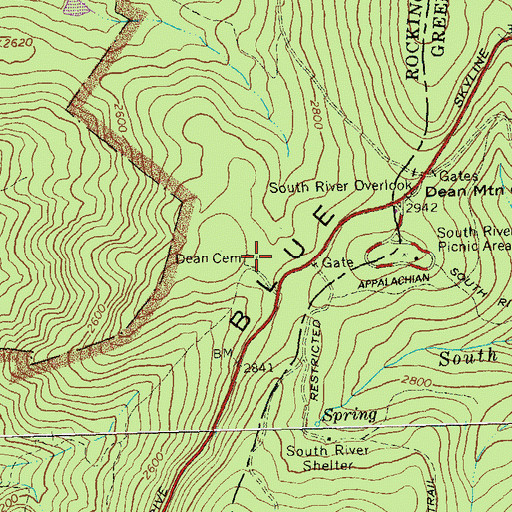 Topographic Map of Dean Cemetery, VA