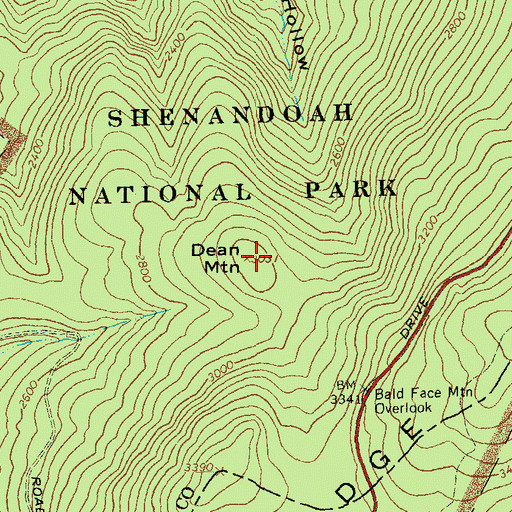 Topographic Map of Dean Mountain, VA
