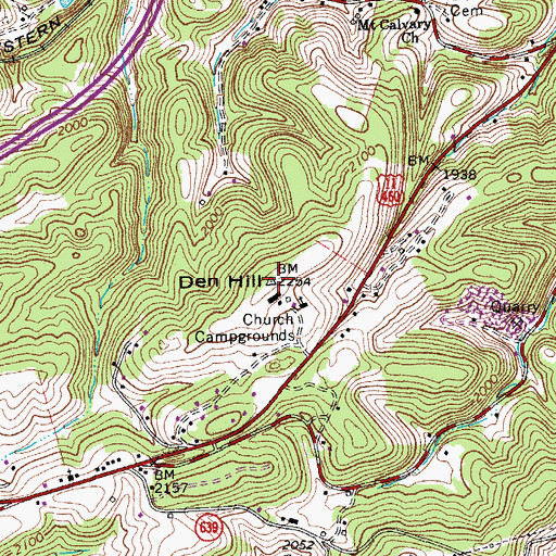 Topographic Map of Den Hill, VA