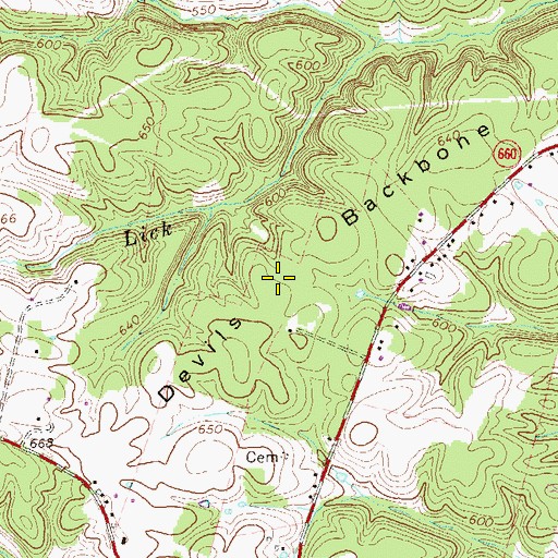 Topographic Map of Devils Backbone, VA