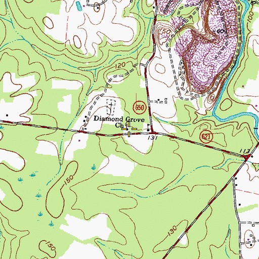Topographic Map of Diamond Grove Baptist Church, VA