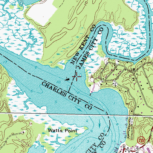 Topographic Map of Diascund Creek, VA