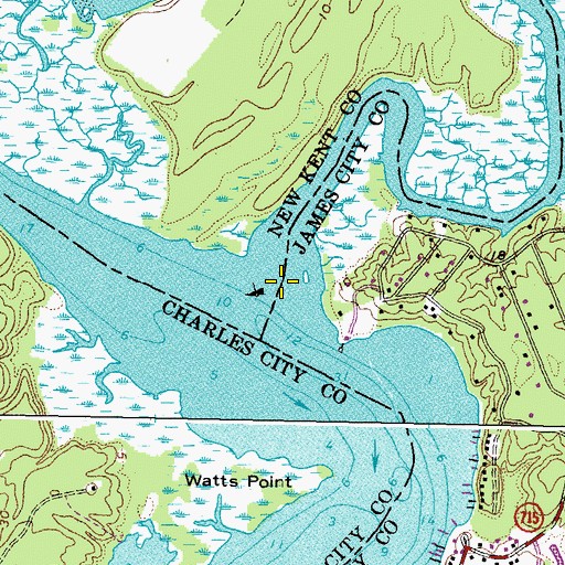 Topographic Map of Diascund Creek, VA