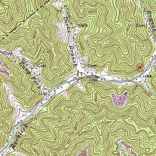 Topographic Map of Dicks Branch, VA