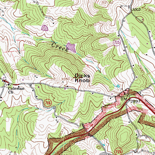 Topographic Map of Dicks Knob, VA
