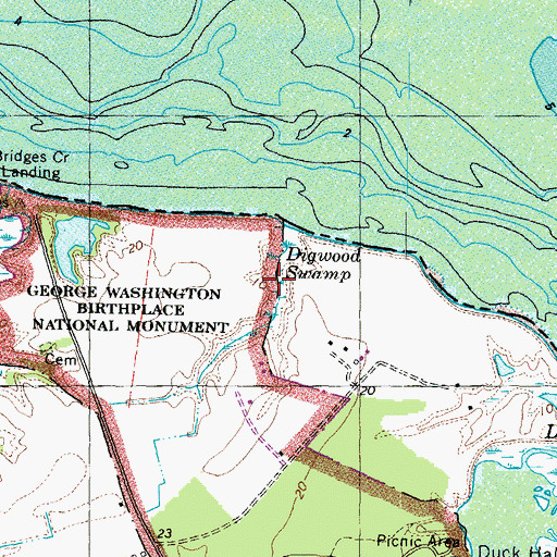 Topographic Map of Digwood Swamp, VA