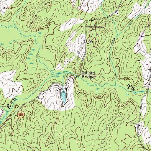 Topographic Map of Dillard Bridge, VA