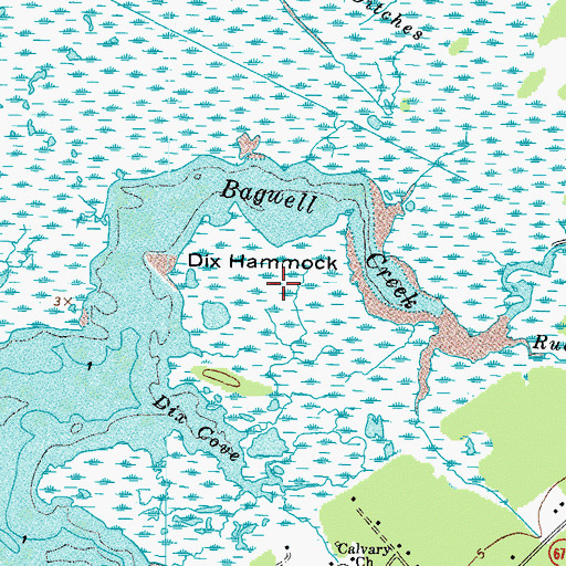Topographic Map of Dix Hammock, VA
