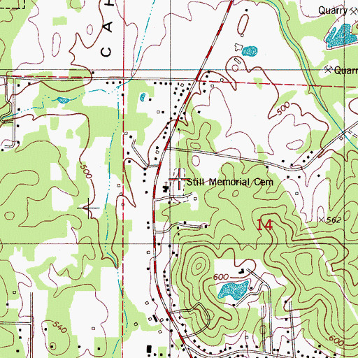 Topographic Map of Still Memorial Cemetery, AL