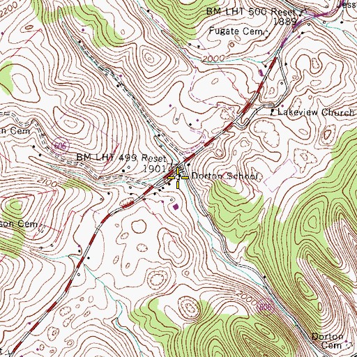 Topographic Map of Dorton School, VA
