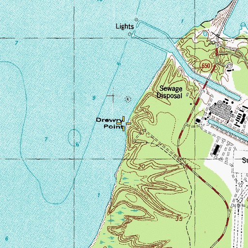 Topographic Map of Drewry Point, VA