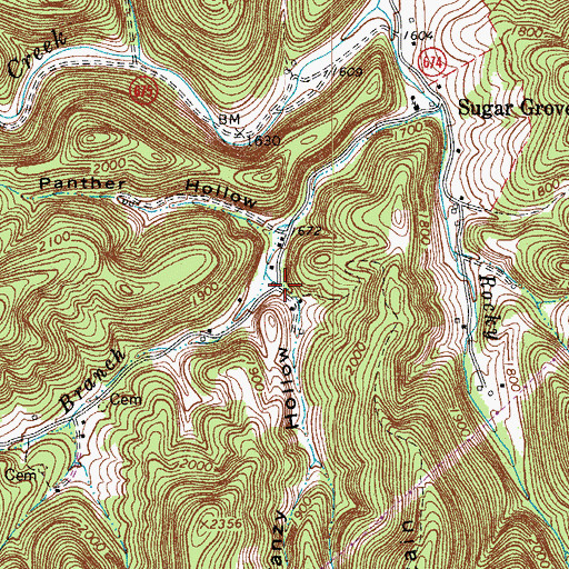 Topographic Map of Dry Branch, VA