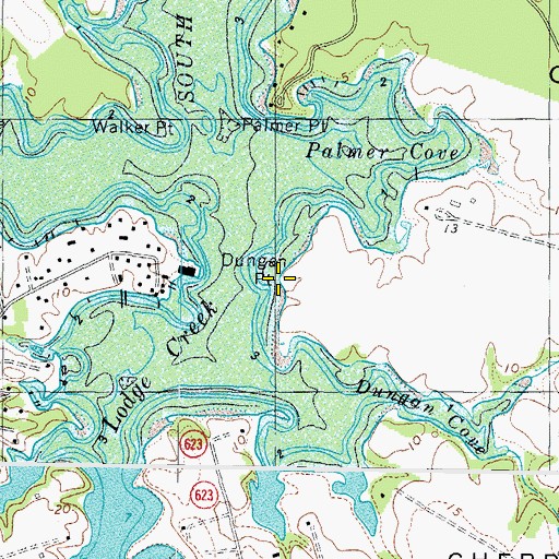 Topographic Map of Dungan Point, VA