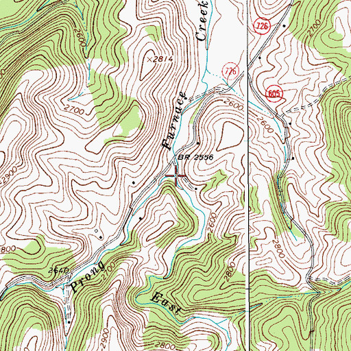 Topographic Map of East Prong Furnace Creek, VA