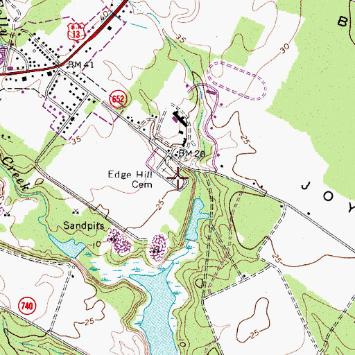 Topographic Map of Edge Hill Cemetery, VA