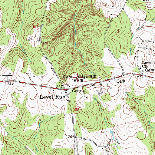 Topographic Map of Edge Hill Church, VA
