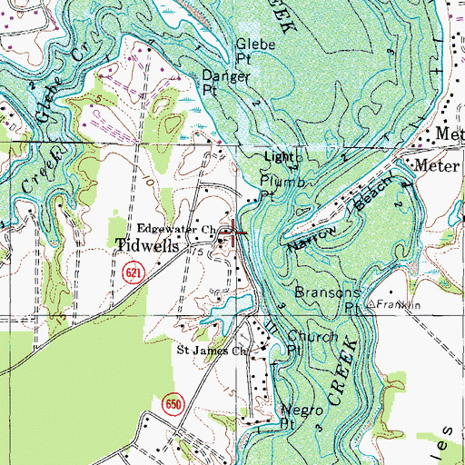 Topographic Map of Edgewater Church, VA