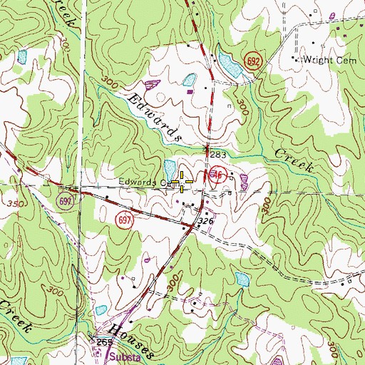 Topographic Map of Edwards Cemetery, VA