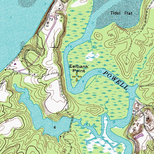 Topographic Map of Eelbank Point, VA