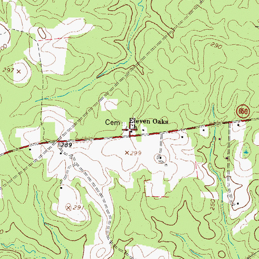 Topographic Map of Eleven Oaks Church, VA