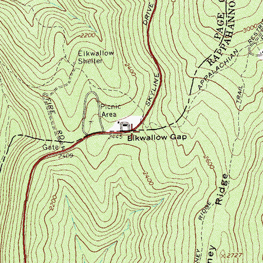 Topographic Map of Elkwallow Gap, VA
