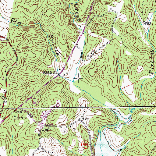 Topographic Map of Elm Branch, VA