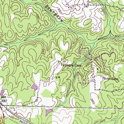 Topographic Map of Elmore Cemetery, VA