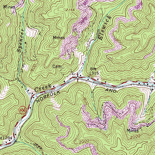 Topographic Map of Elswick Fork, VA